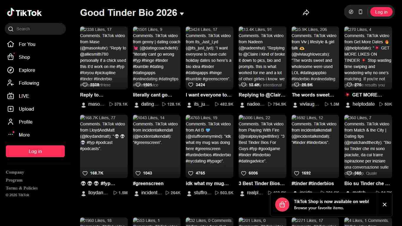 Good Tinder Bio 2026 TikTok